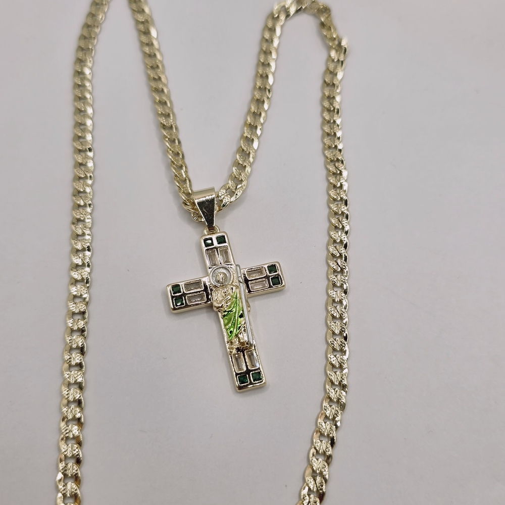 Saint Jude Cuban Link Chain Gold Plated 24 Inches